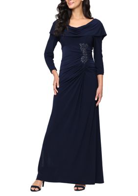 gold cocktail dress with sleeves A Line Jewel Neckline Long Sleeves Mother of the Bride Dress with Pockets Cocktail Dress US14 / Black