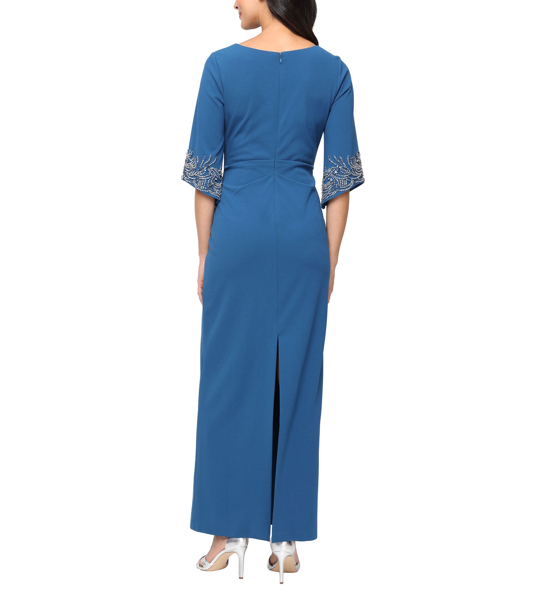 Womens 3/4 Stretch Crepe Column Dress