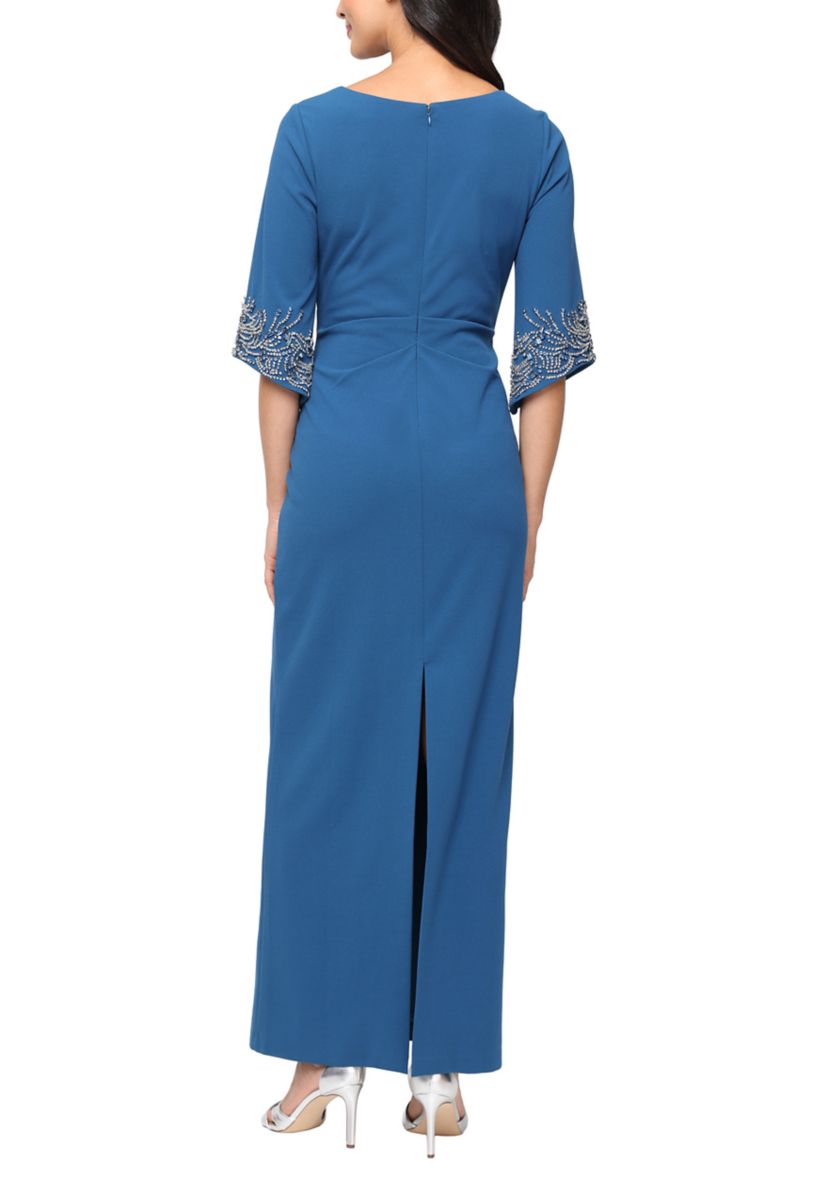 Womens 3/4 Stretch Crepe Column Dress
