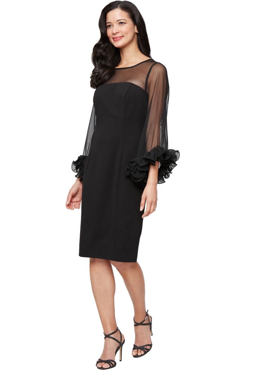 Womens Short Stretch Crepe Sheath Dress