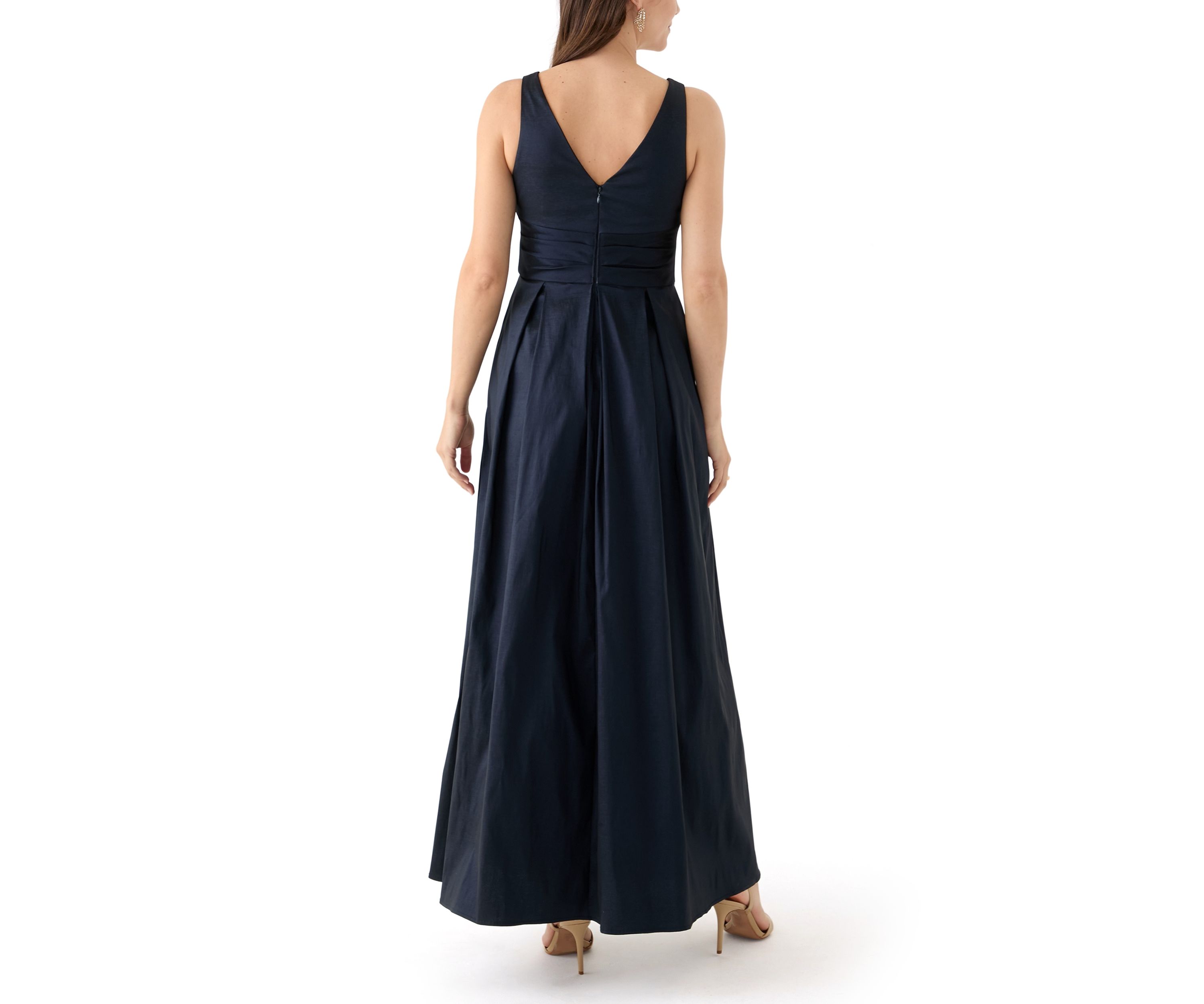 Womens Sleeveless Long Stretch Taffeta Dress