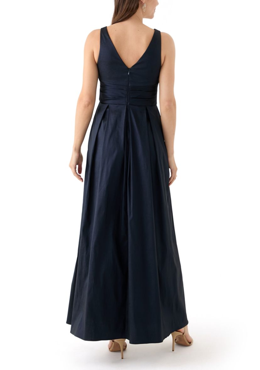 Womens Sleeveless Long Stretch Taffeta Dress