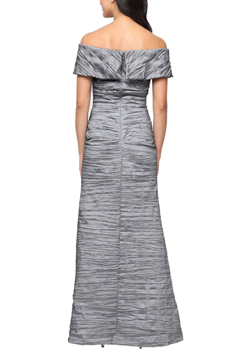 Alex Evenings Women's Crinkle Stretch Taffeta Off the Shoulder Dress | Belk
