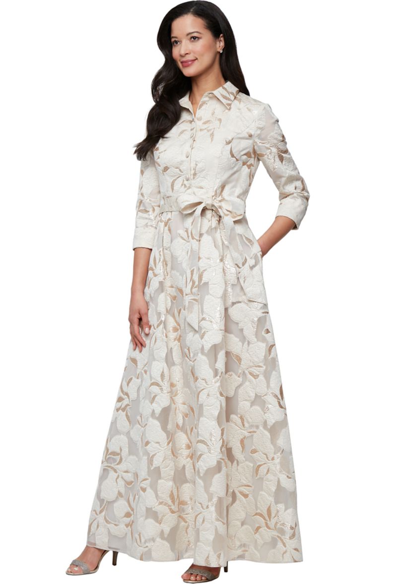 Womens Long Jacquard Ballgown