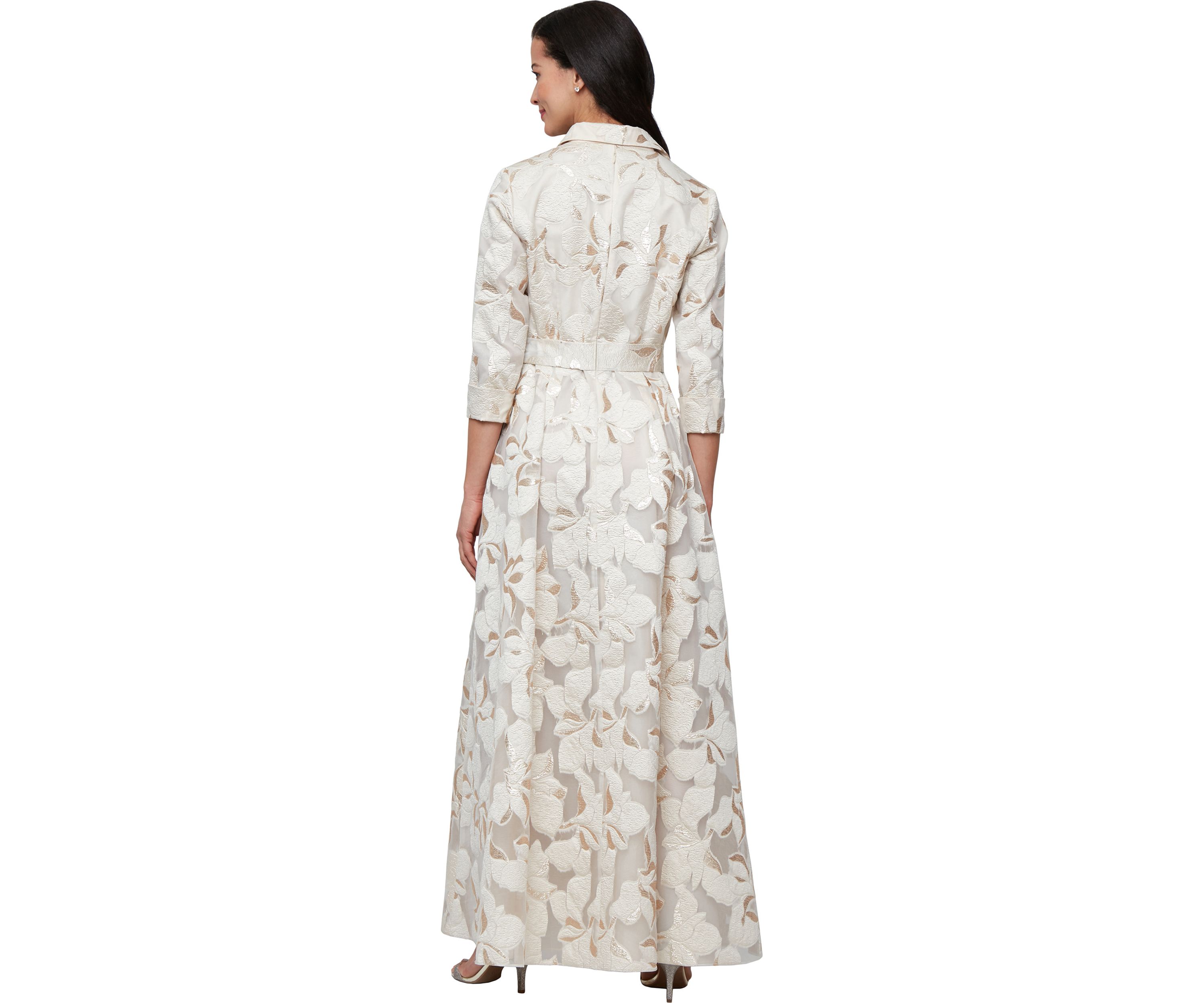 Womens Long Jacquard Ballgown