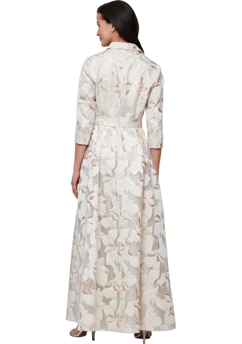 Womens Long Jacquard Ballgown