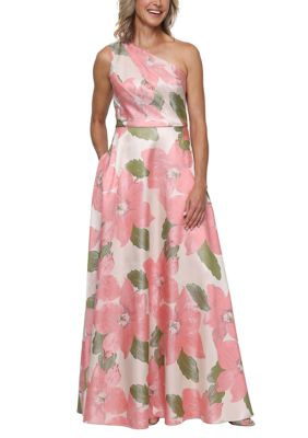 Alex Evenings Women's Off Shoulder Sleeveless Jacquard Floral A-Line Gown