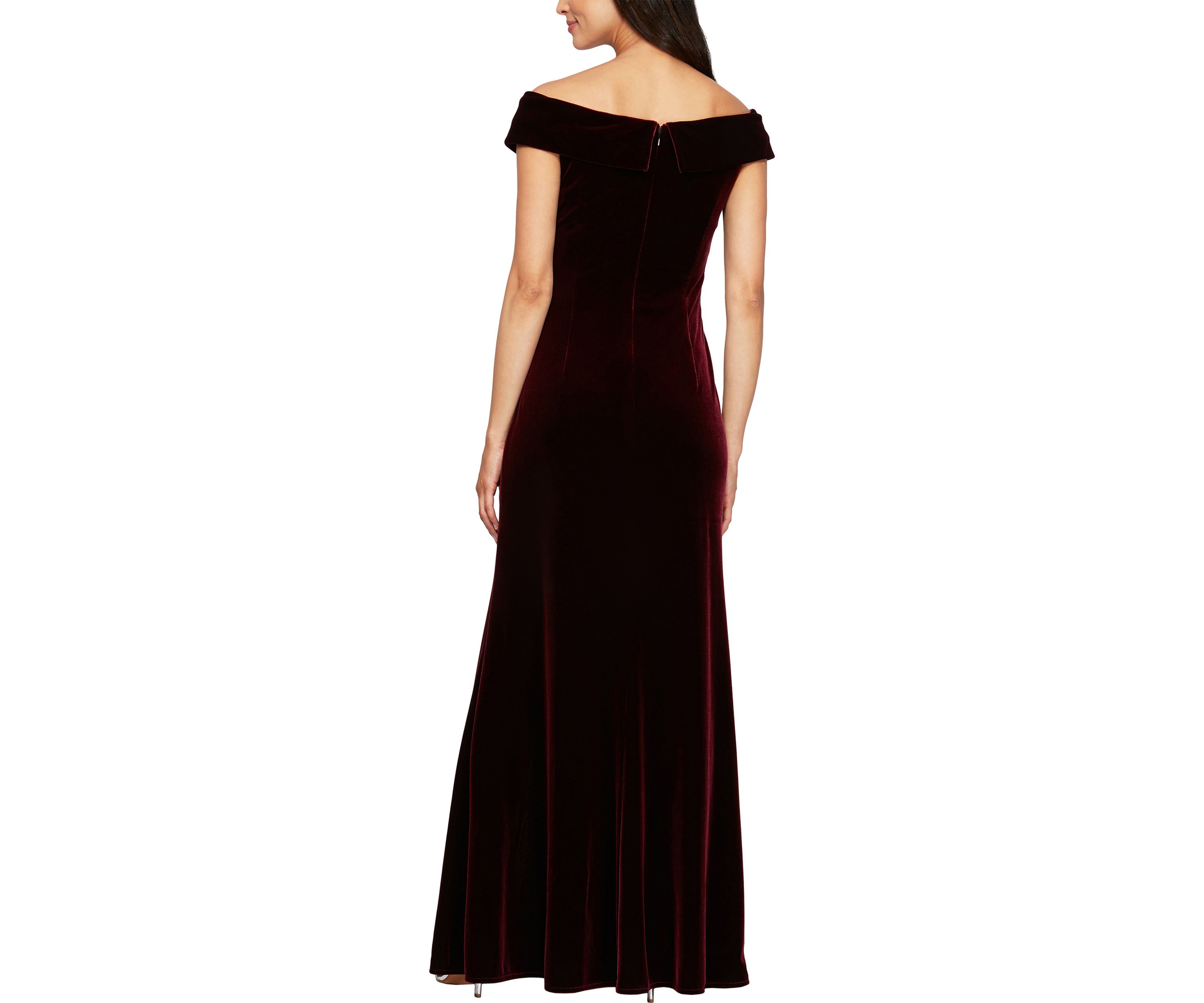 Womens Long Off the Shoulder Fit and Flare Dress