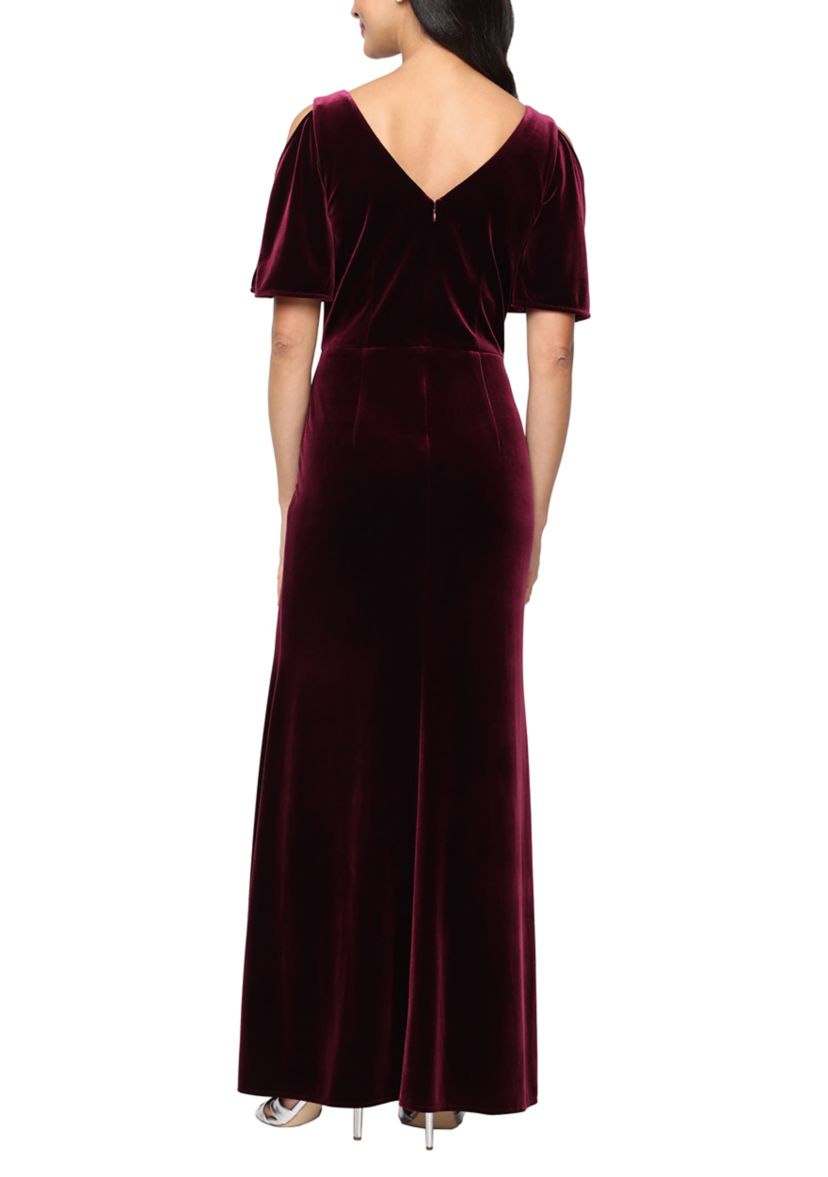 Womens Long Stretch Velvet Mermaid Dress