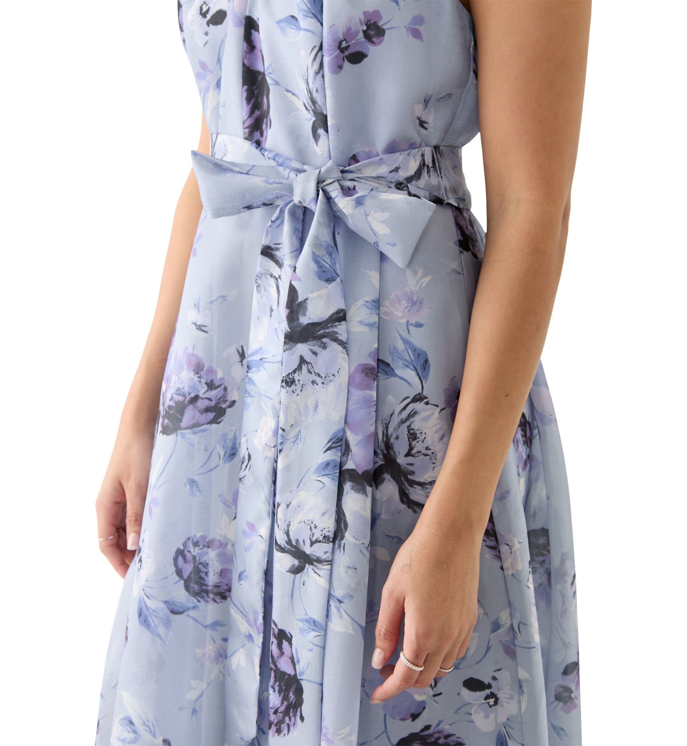Womens Floral Printed Halter Neck Gown