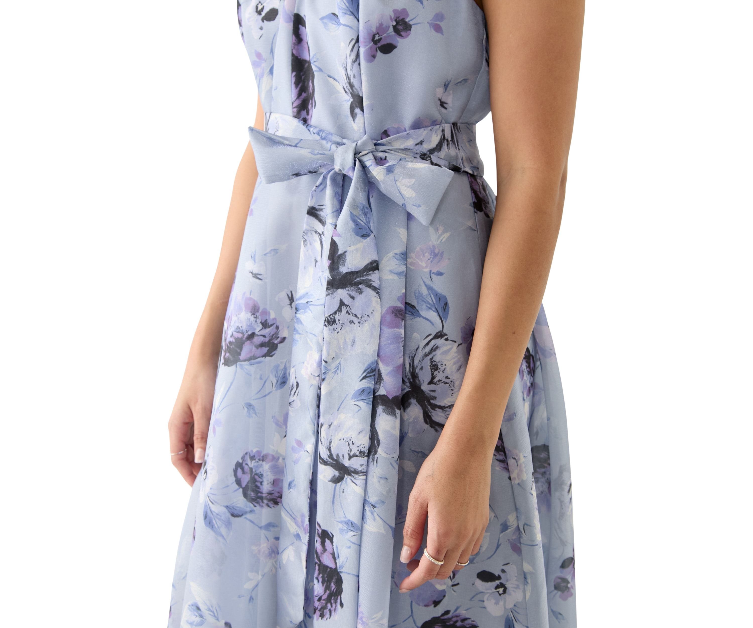 Womens Floral Printed Halter Neck Gown
