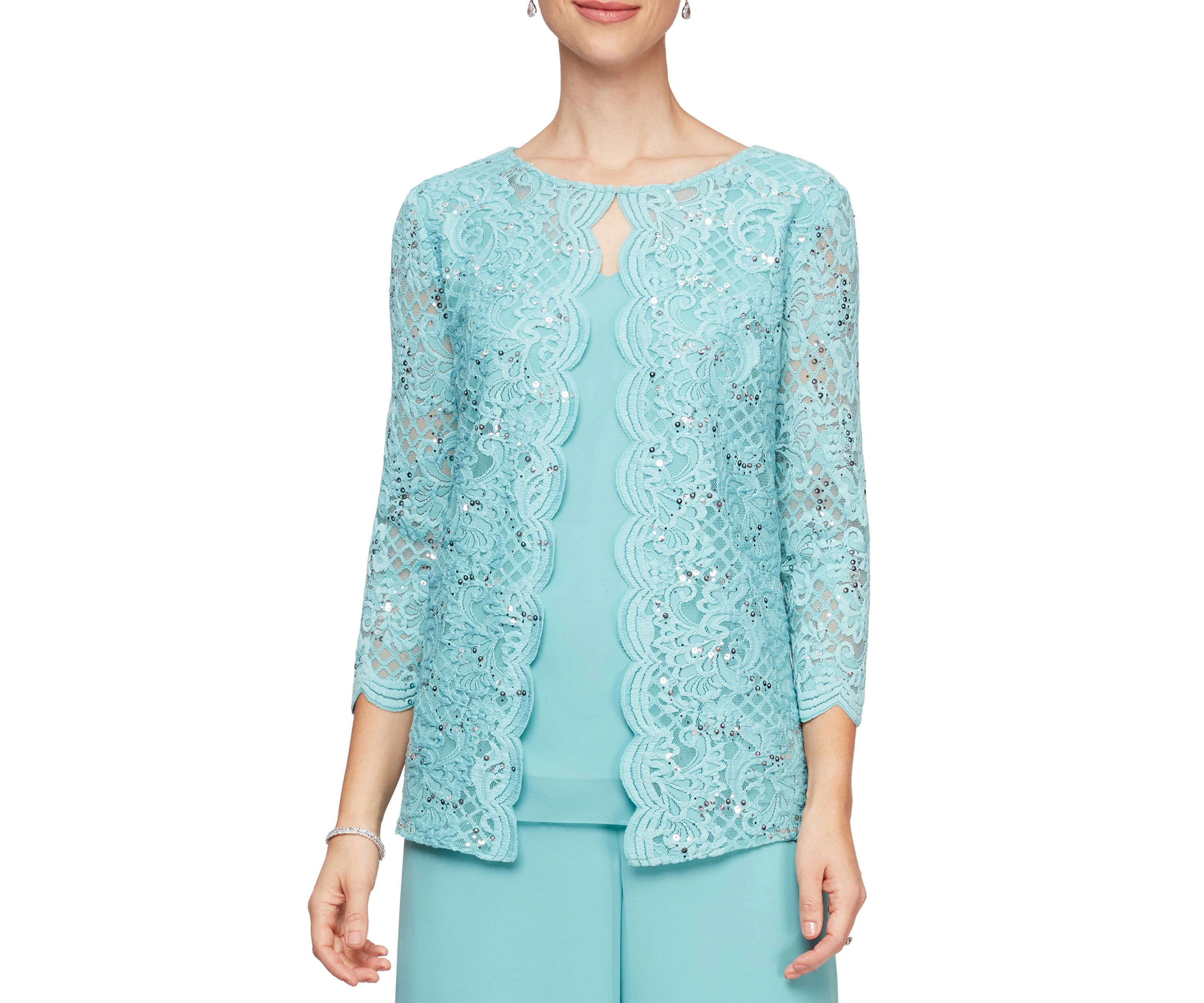 Womens 3/4 Sleeve Mock Twin Set