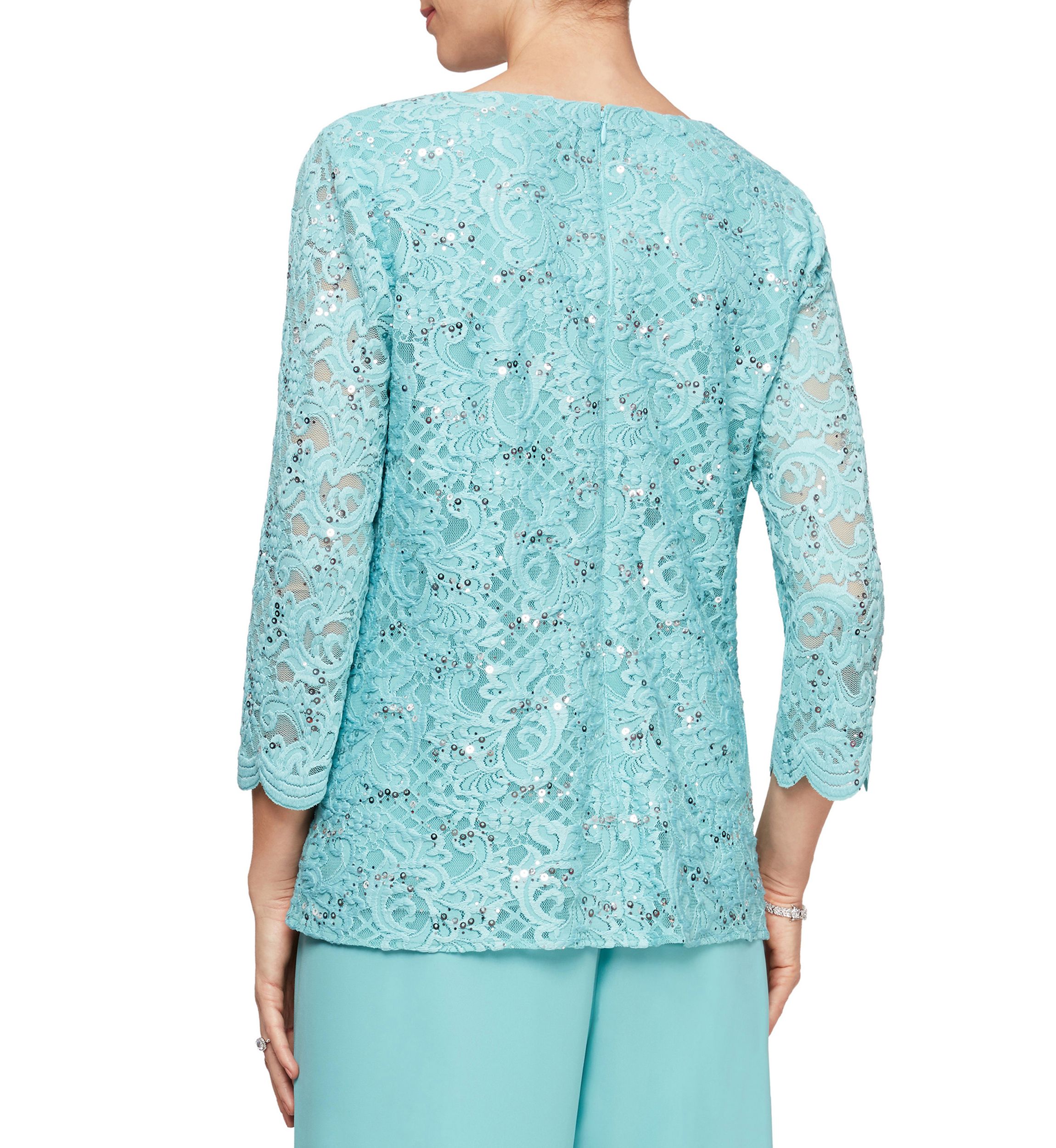 Womens 3/4 Sleeve Mock Twin Set