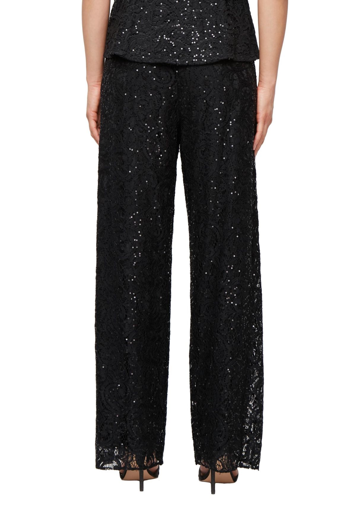 Womens Sequin Lace Wide Leg Pants