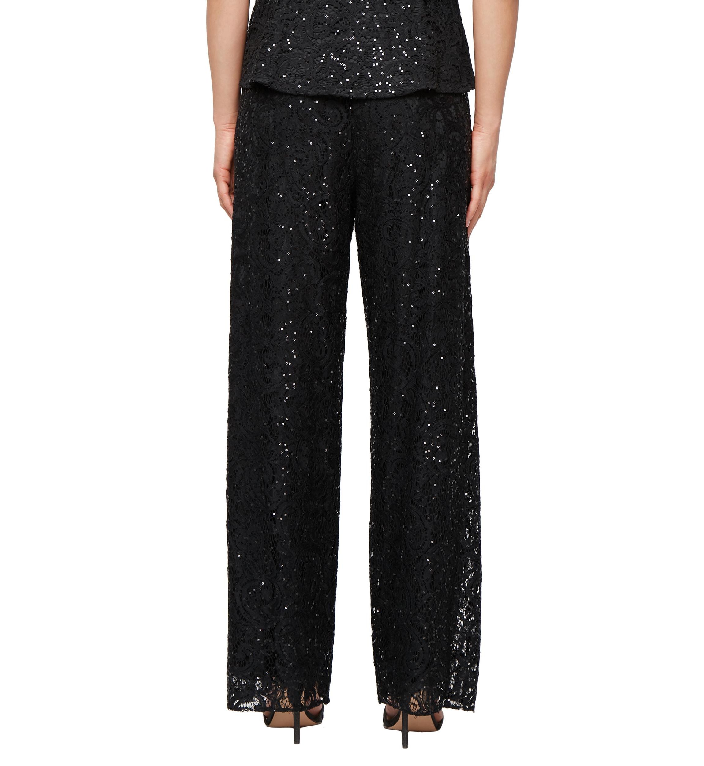 Womens Sequin Lace Wide Leg Pants