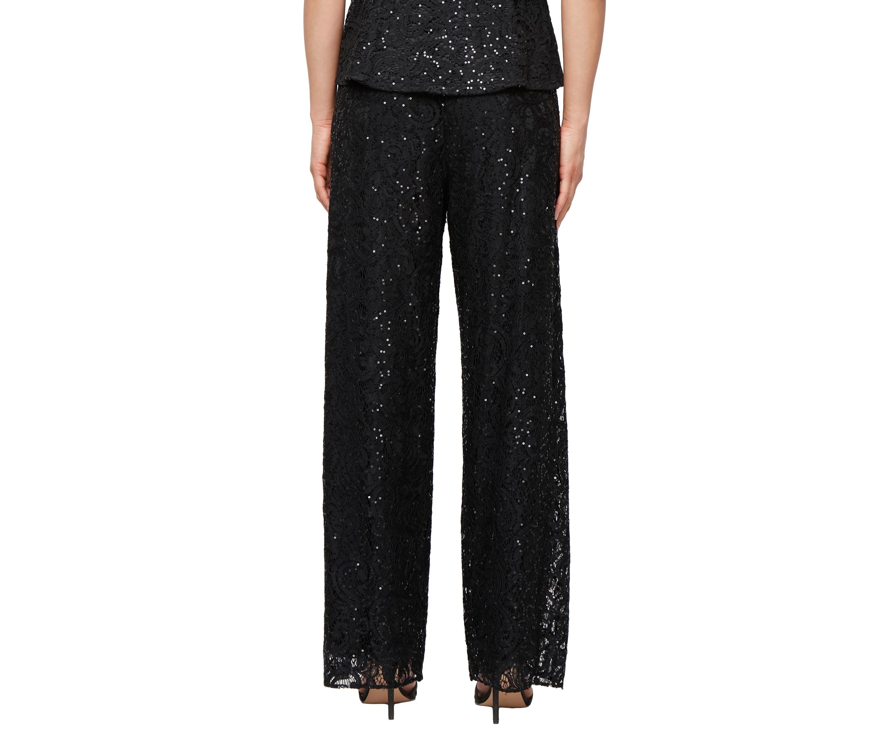 Womens Sequin Lace Wide Leg Pants