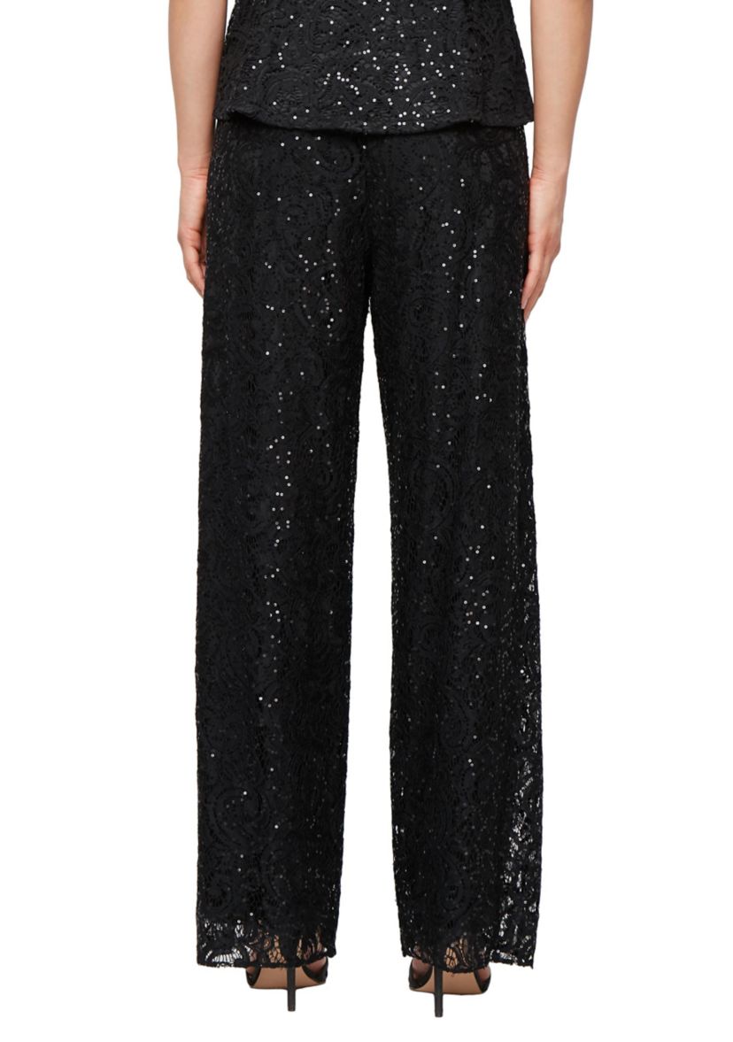 Womens Sequin Lace Wide Leg Pants