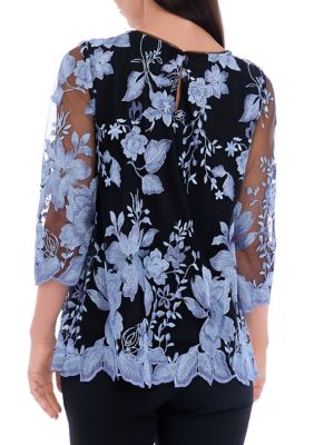 Alex Evenings 3/4-Sleeve Embroidered Blouse  Dressy tops for wedding, Evening  blouses, Dressy tops