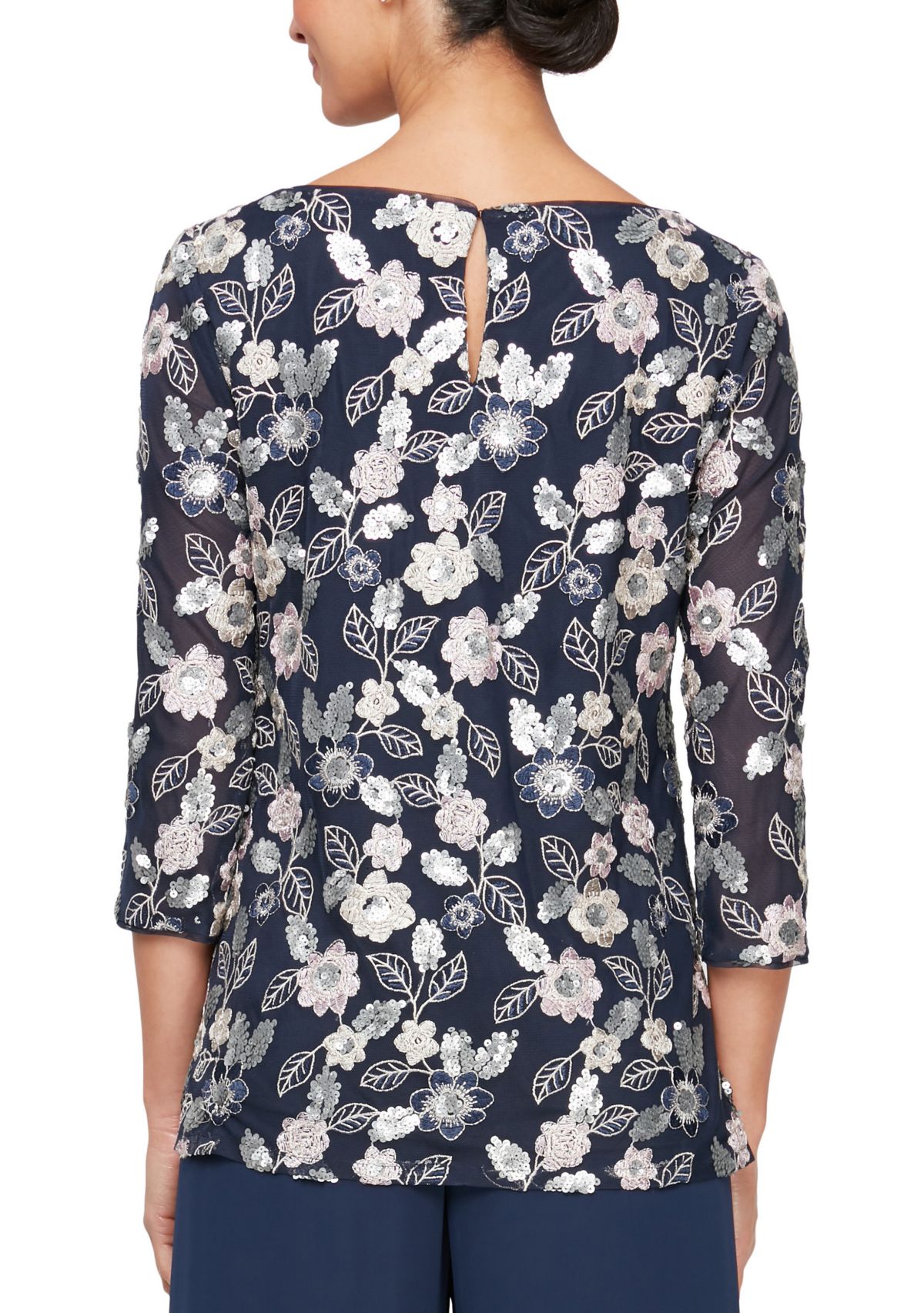 Womens Embroidered Tunic Blouse with Sequin Detail