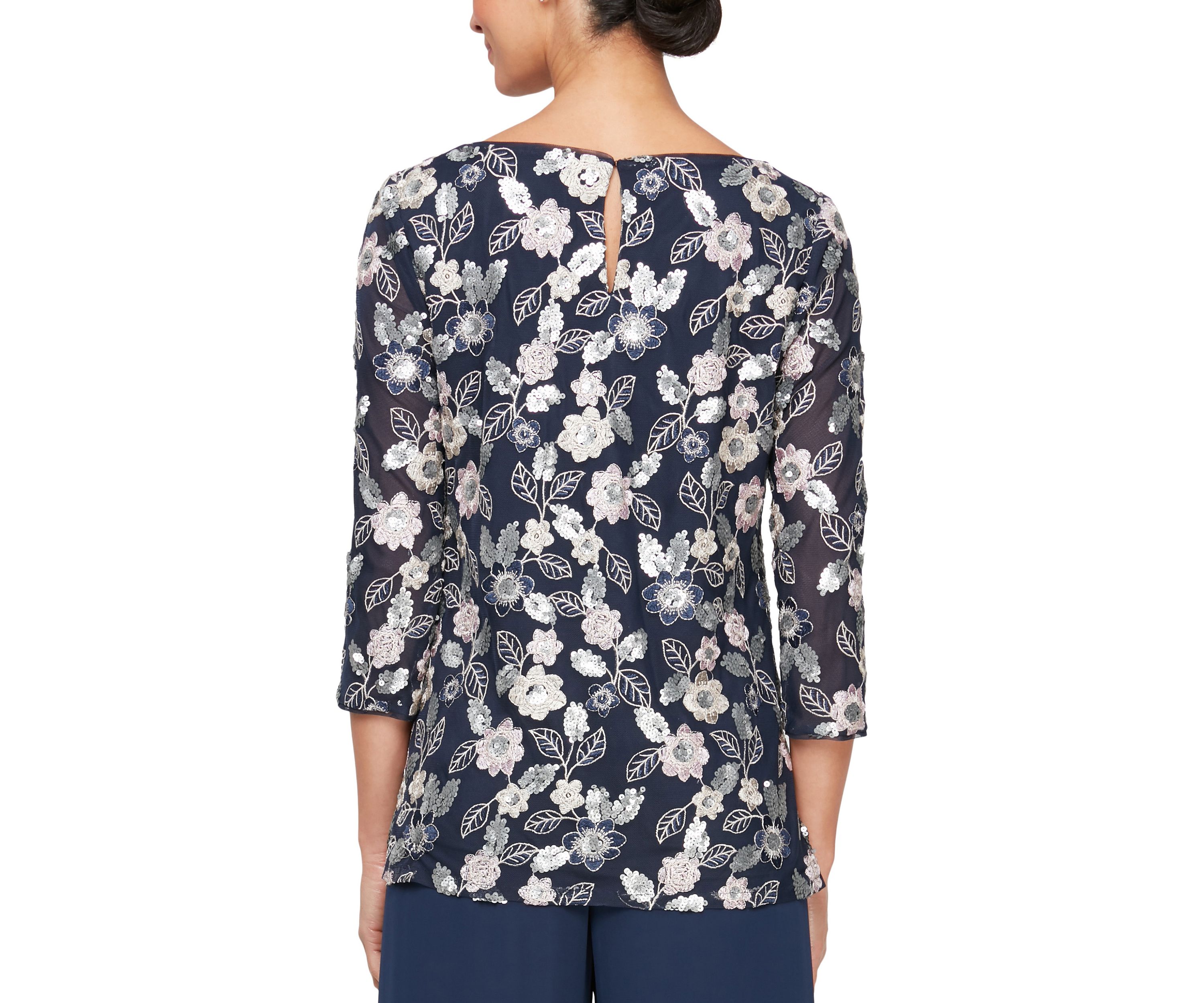 Womens Embroidered Tunic Blouse with Sequin Detail