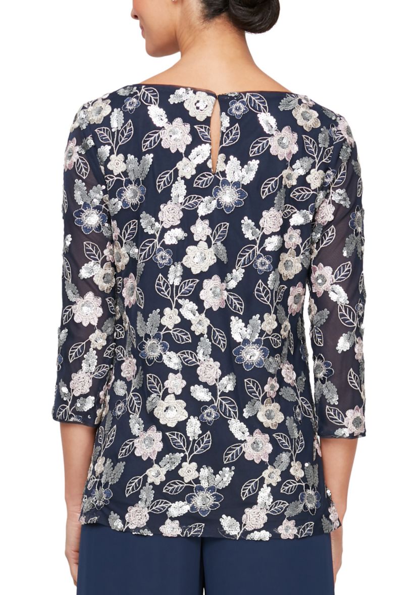 Womens Embroidered Tunic Blouse with Sequin Detail