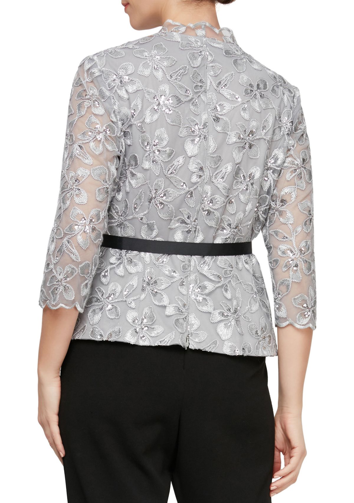 Womens Embroidered Blouse with Tie Belt