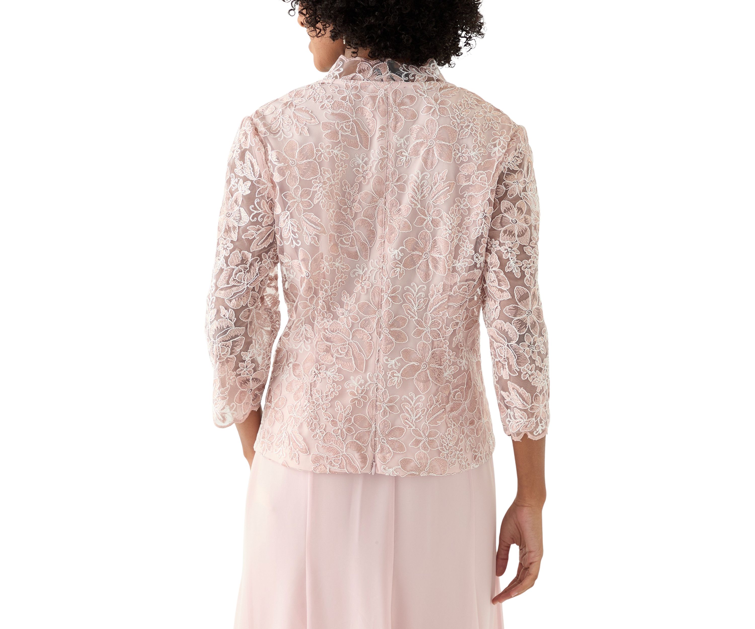 Womens 3/4 Sleeve V-Neck Lace Top