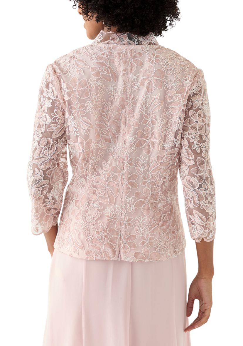 Womens 3/4 Sleeve V-Neck Lace Top