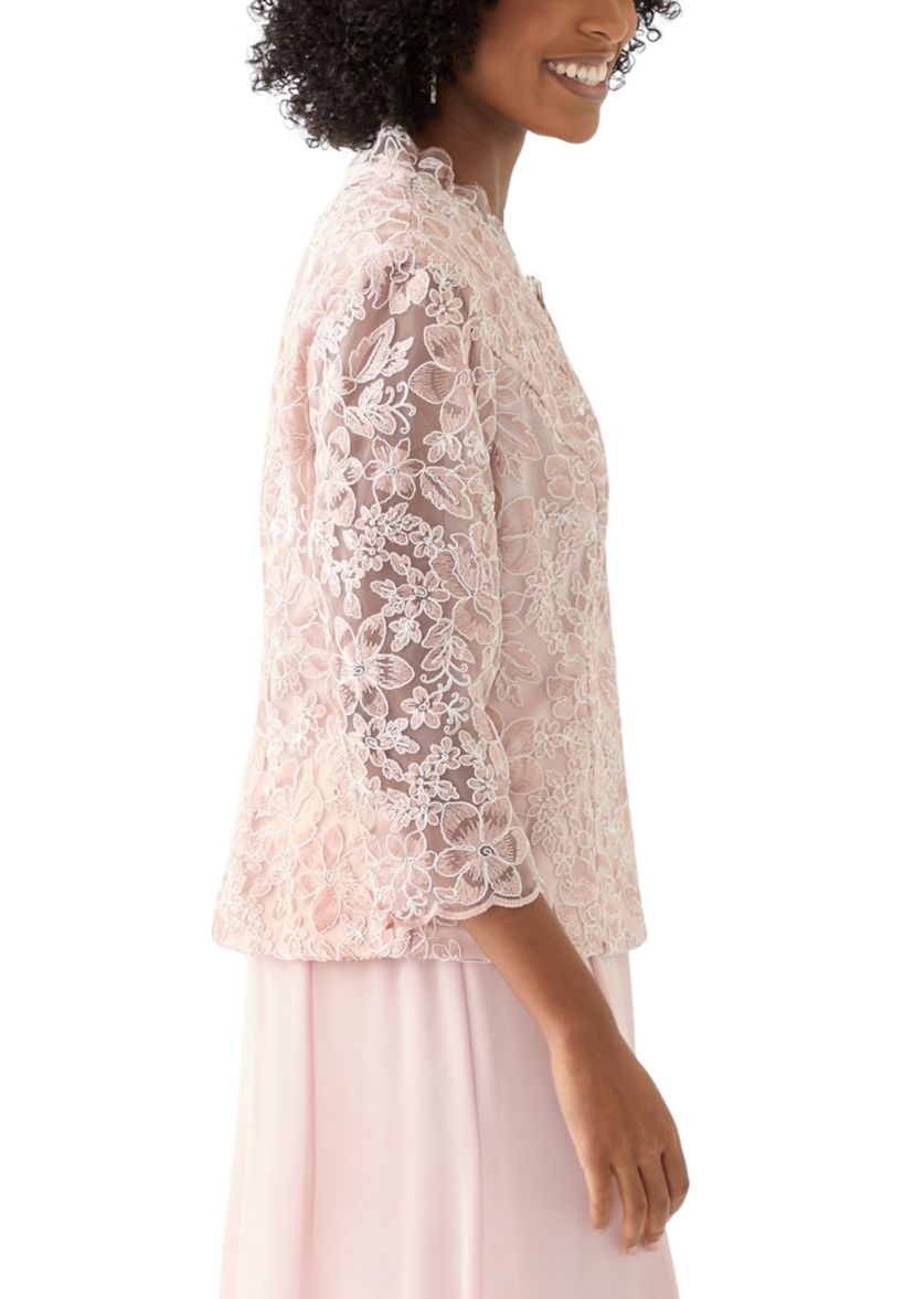 Womens 3/4 Sleeve V-Neck Lace Top
