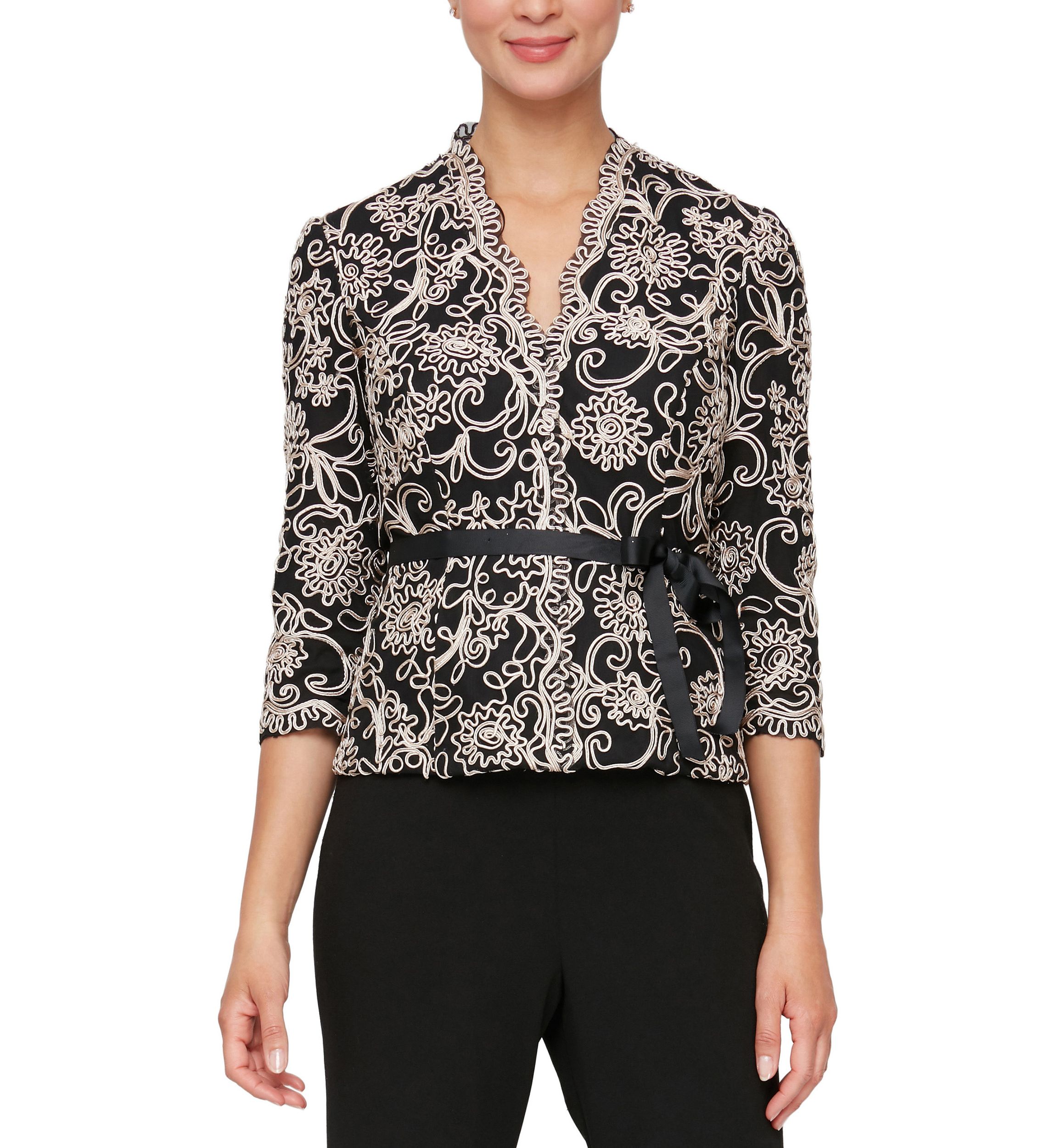 Womens 3/4 Sleeve Embroidered Blouse 