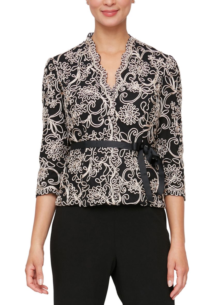 Womens 3/4 Sleeve Embroidered Blouse 