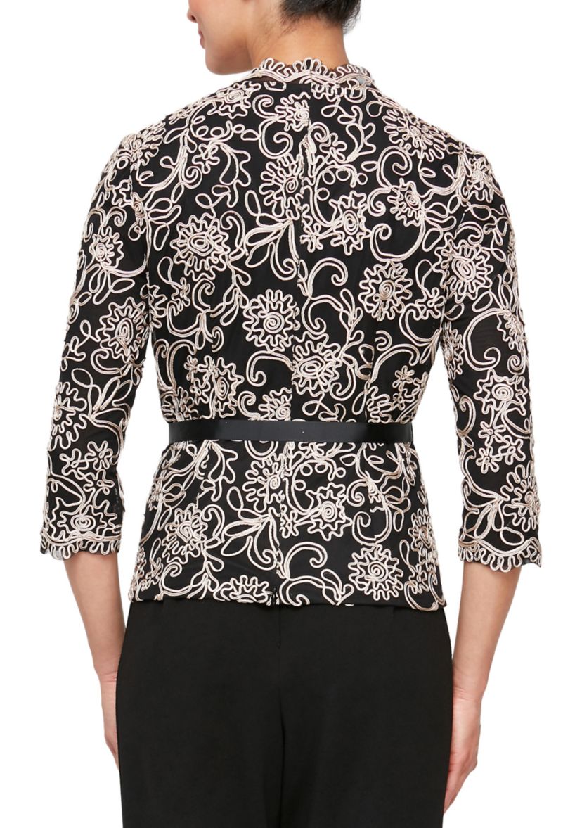 Womens 3/4 Sleeve Embroidered Blouse 