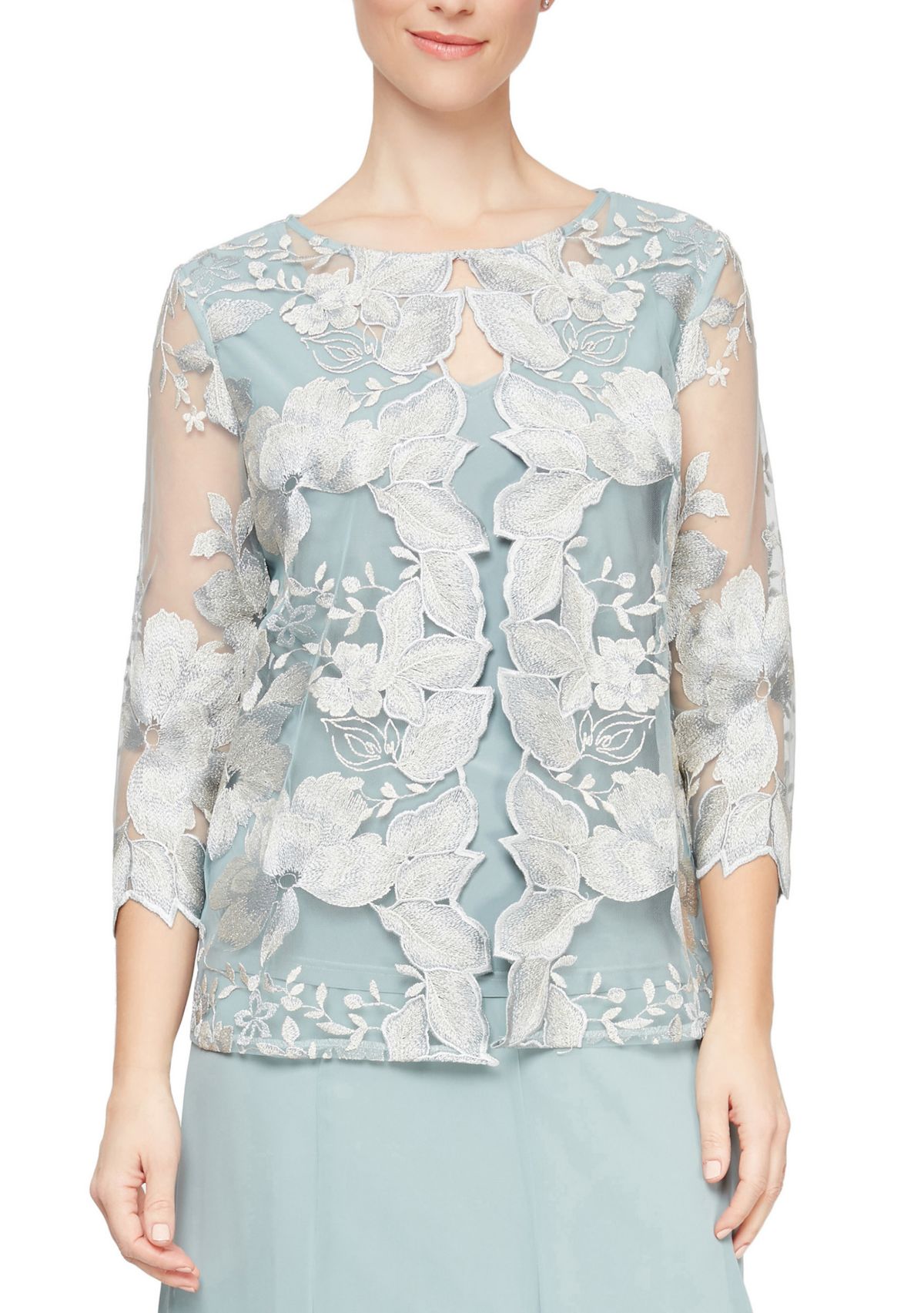 Womens Mock Twinset with Hook Neck Closure