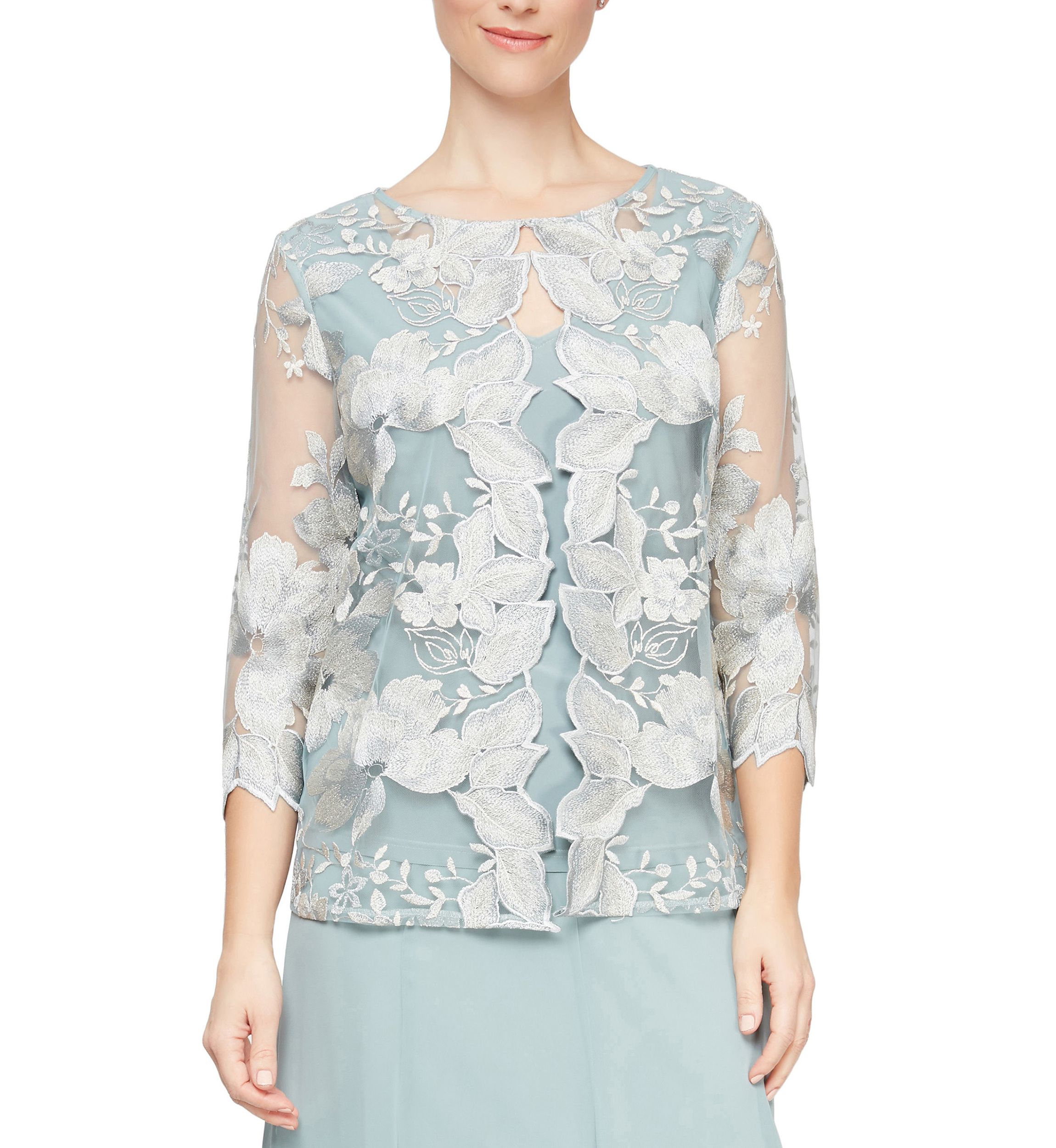 Womens Mock Twinset with Hook Neck Closure