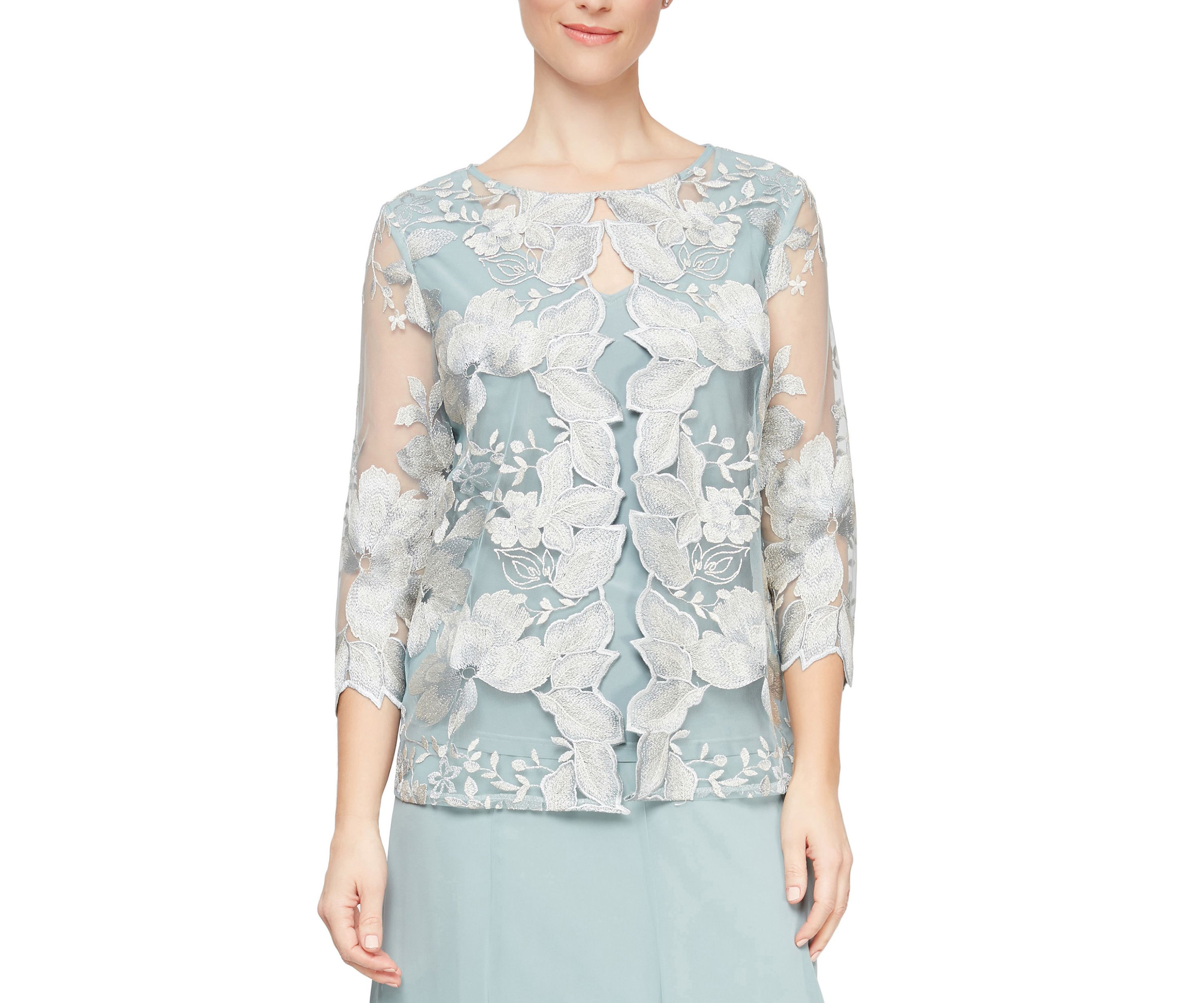 Womens Mock Twinset with Hook Neck Closure
