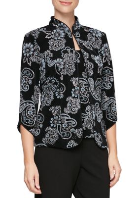 Alex Evenings Women's 3/4 Sleeve Burn Out Blouse | belk