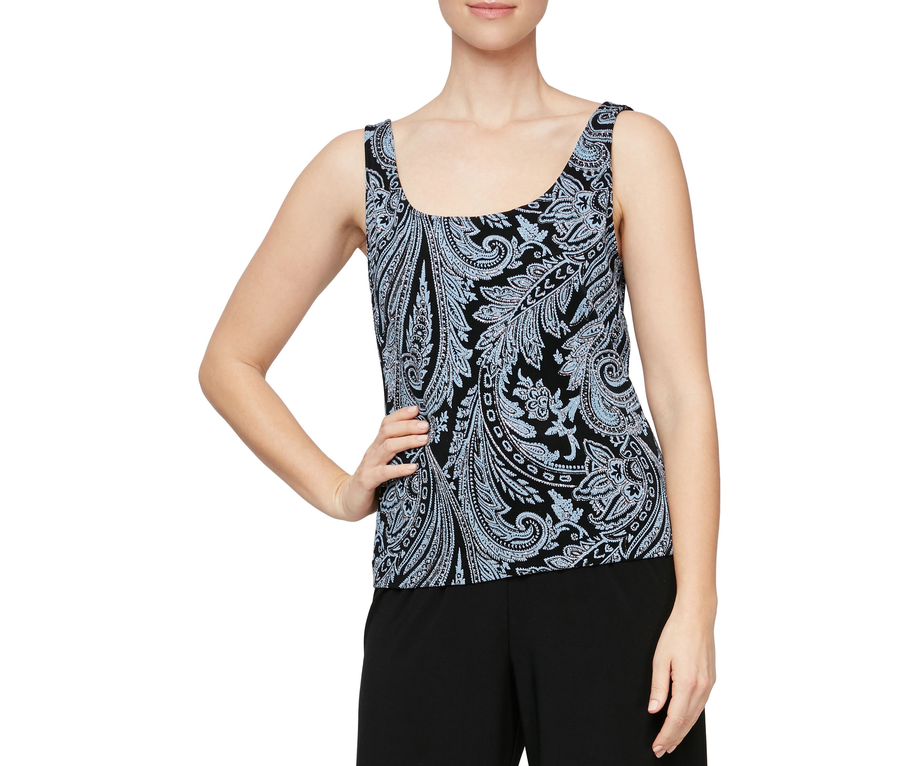 Womens Printed Twinset with Scoop Neck Tank