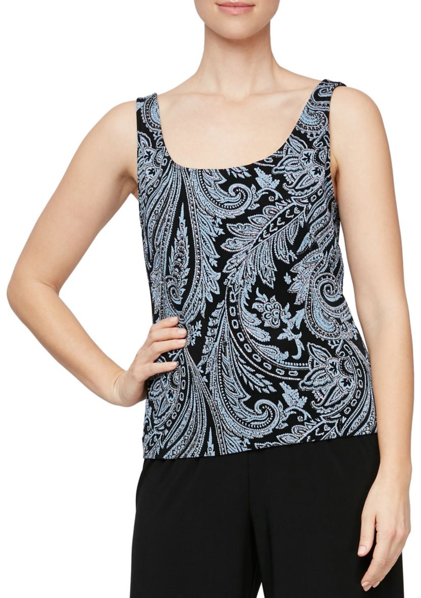 Womens Printed Twinset with Scoop Neck Tank