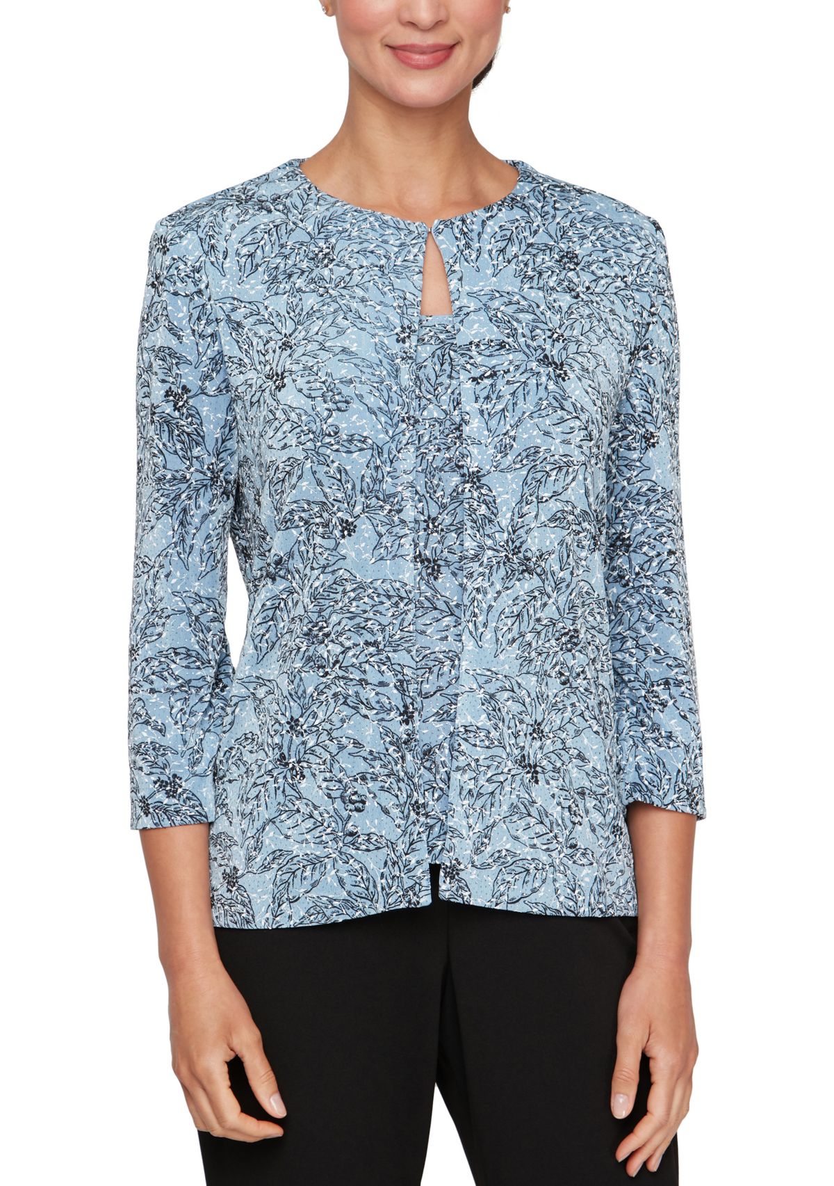 Womens 3/4 Sleeve Printed Twinset Top 