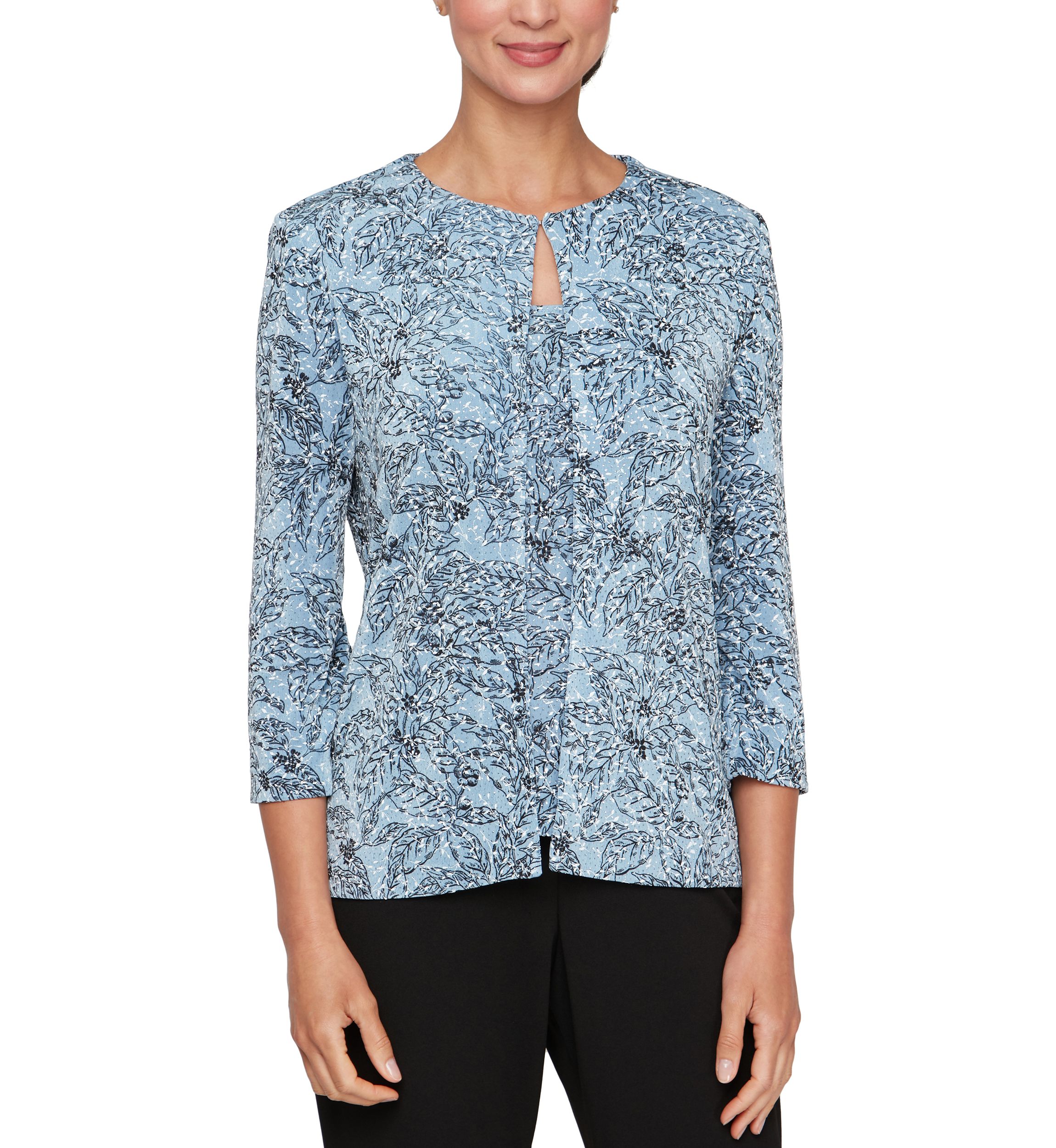 Womens 3/4 Sleeve Printed Twinset Top 