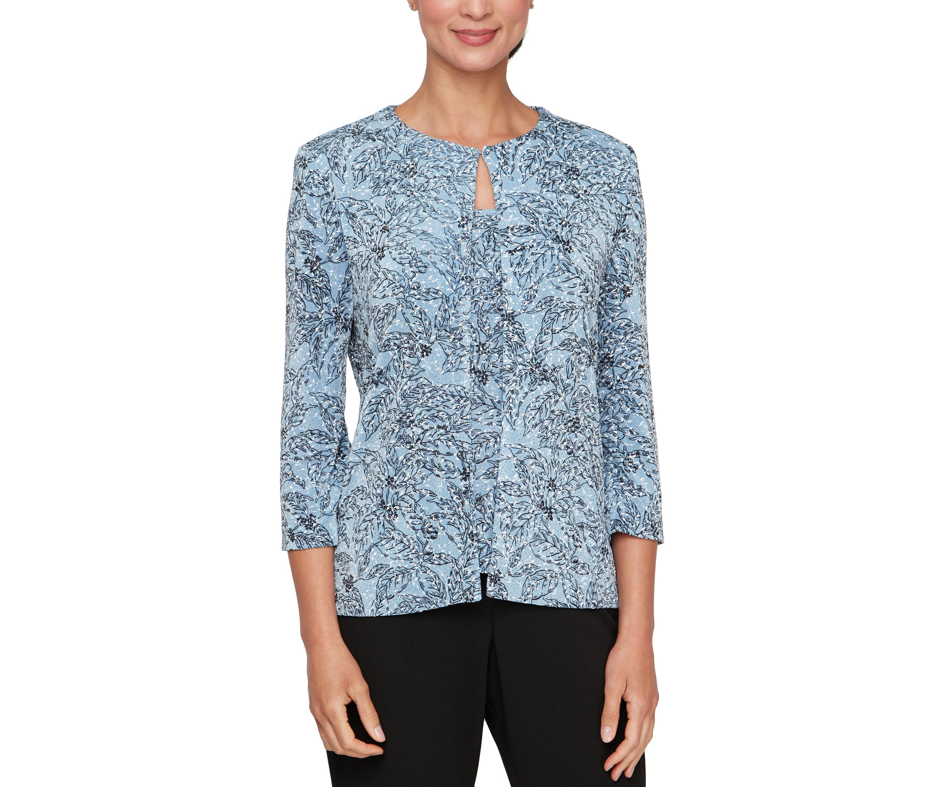 Womens 3/4 Sleeve Printed Twinset Top 