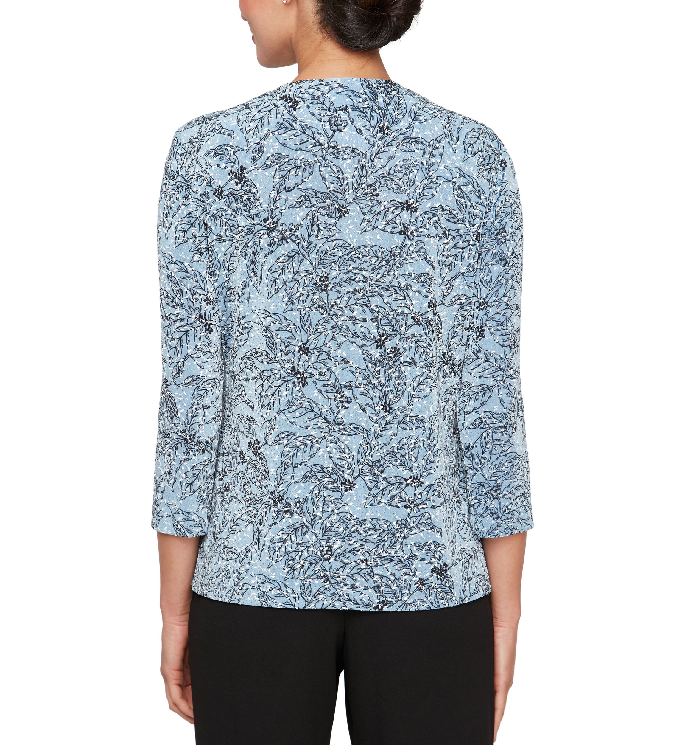 Womens 3/4 Sleeve Printed Twinset Top 