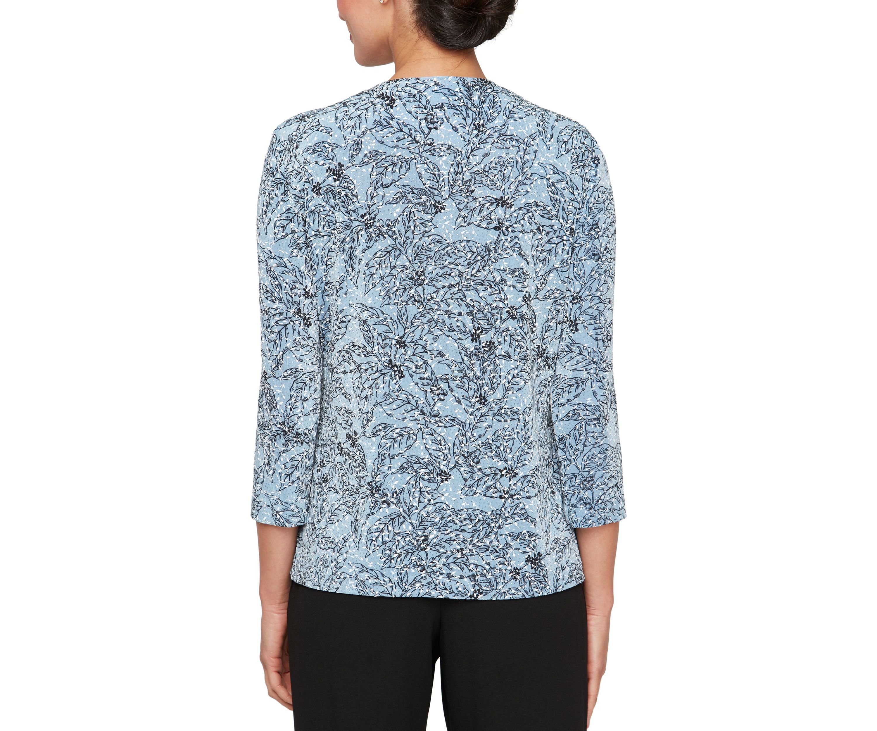 Womens 3/4 Sleeve Printed Twinset Top 