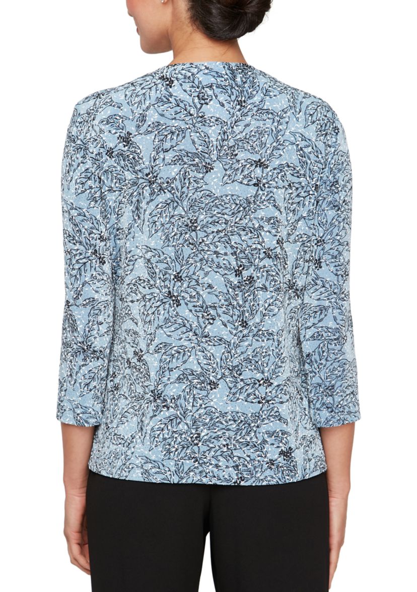 Womens 3/4 Sleeve Printed Twinset Top 
