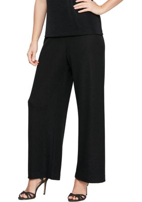 Alex Evenings Women's Chiffon Straight Leg Pants, Black, Medium