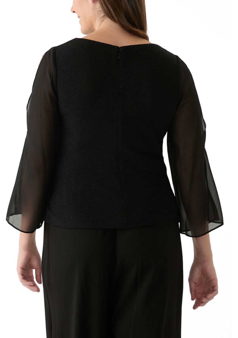 Womens Boat Neck Solid Chiffon Blouse