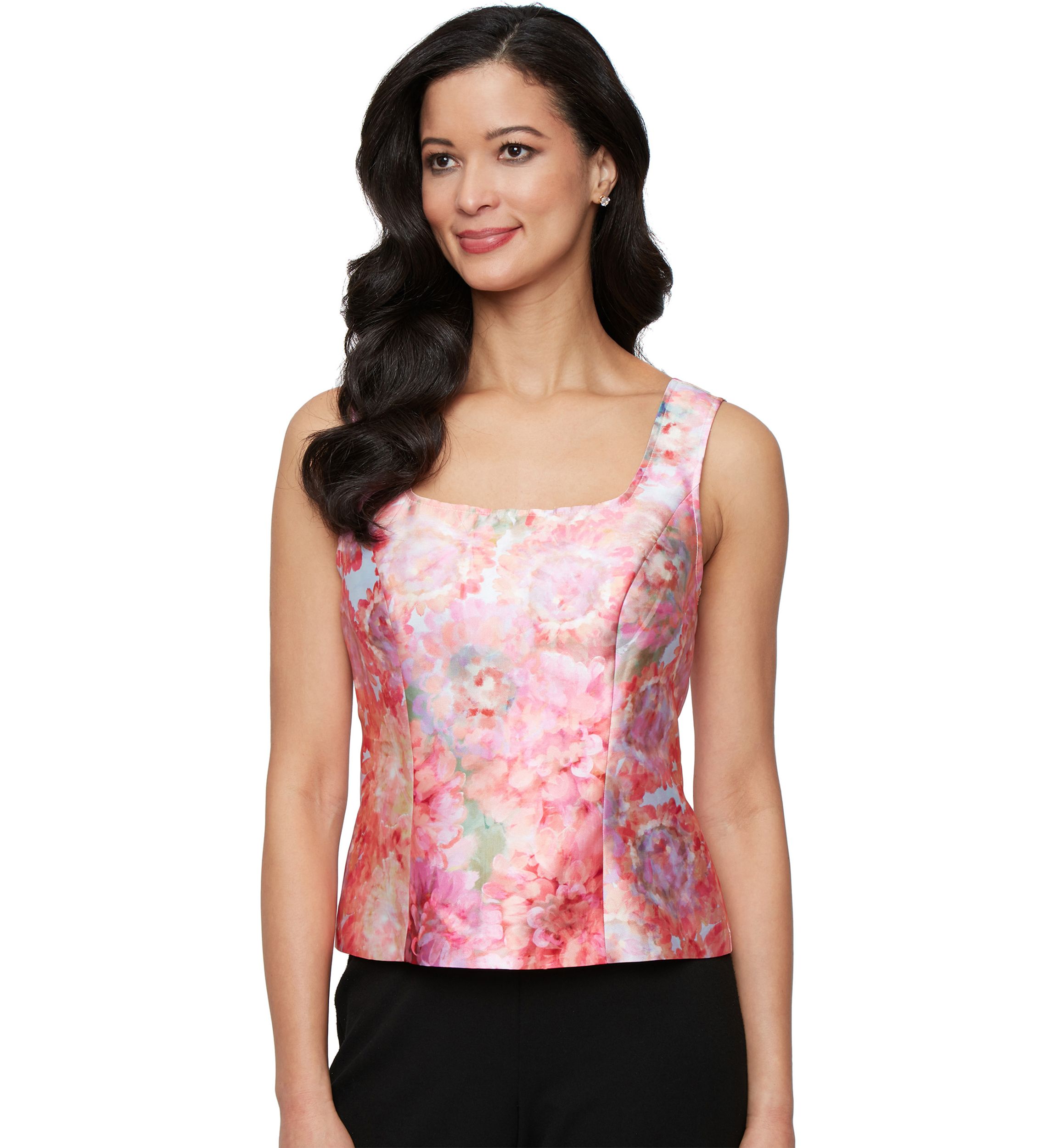 Womens 3/4 Sleeve Printed Mikado Twinset