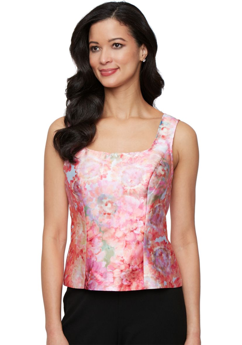 Womens 3/4 Sleeve Printed Mikado Twinset