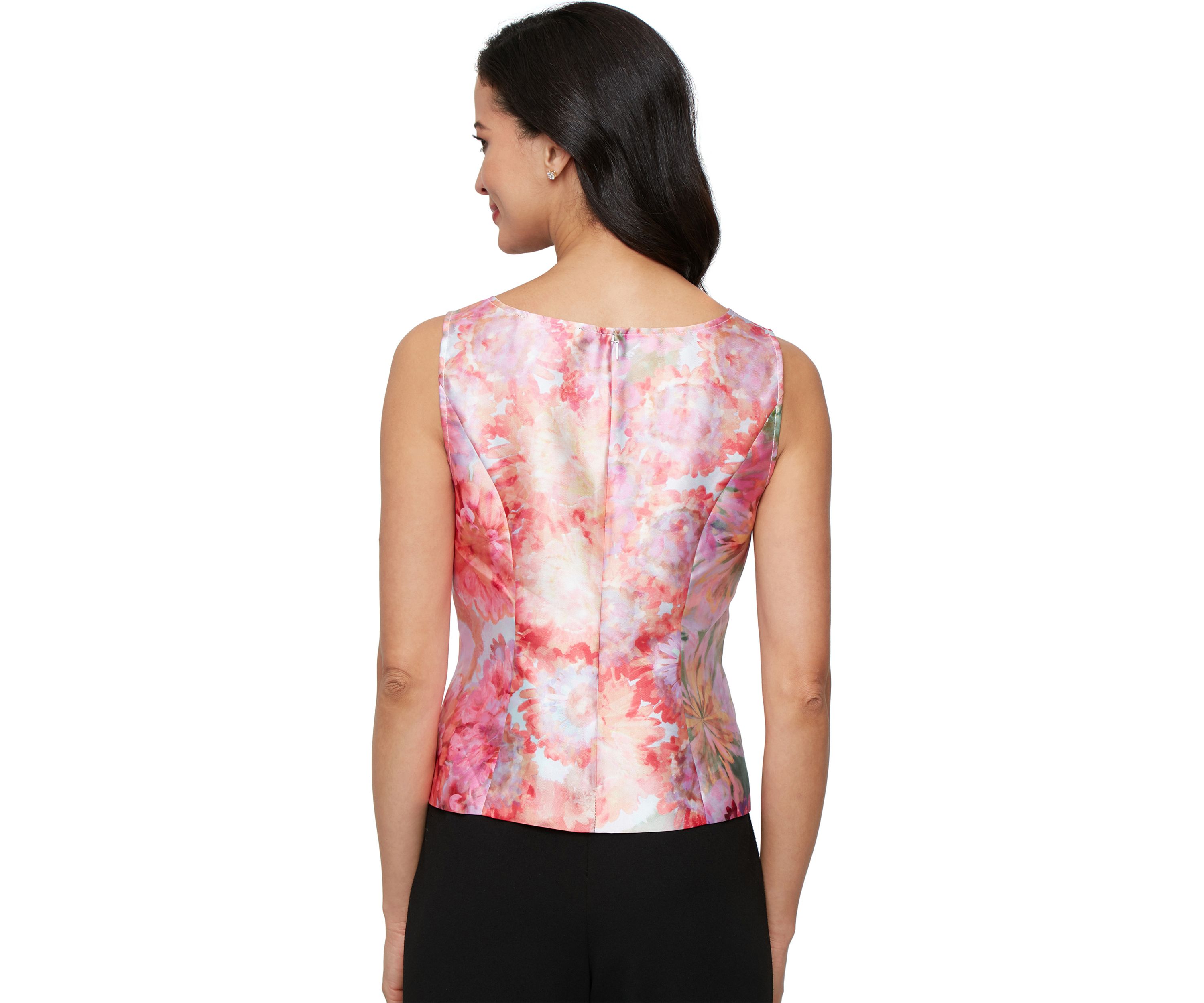 Womens 3/4 Sleeve Printed Mikado Twinset