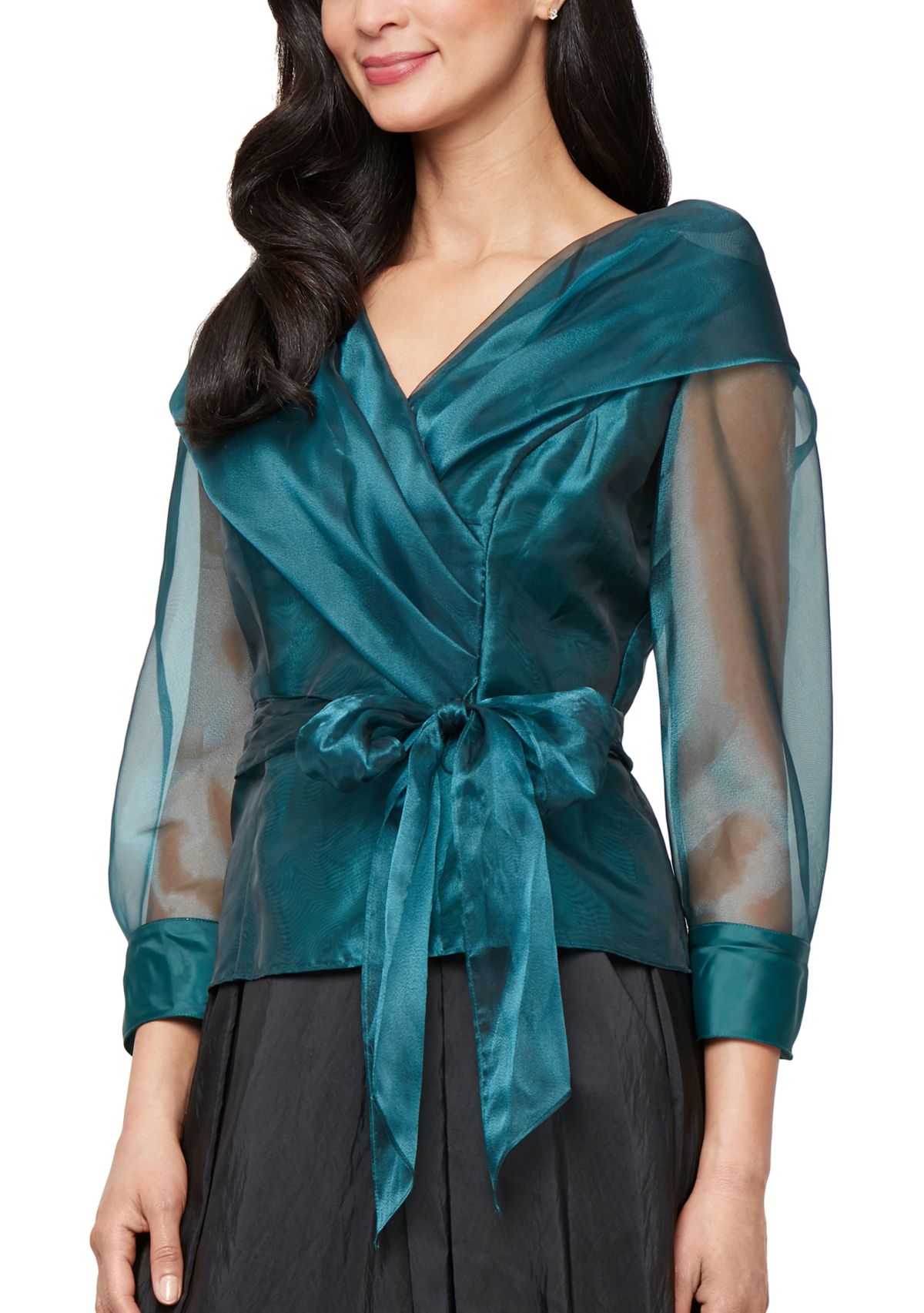 Womens 3/4 Sleeve Organza Blouse